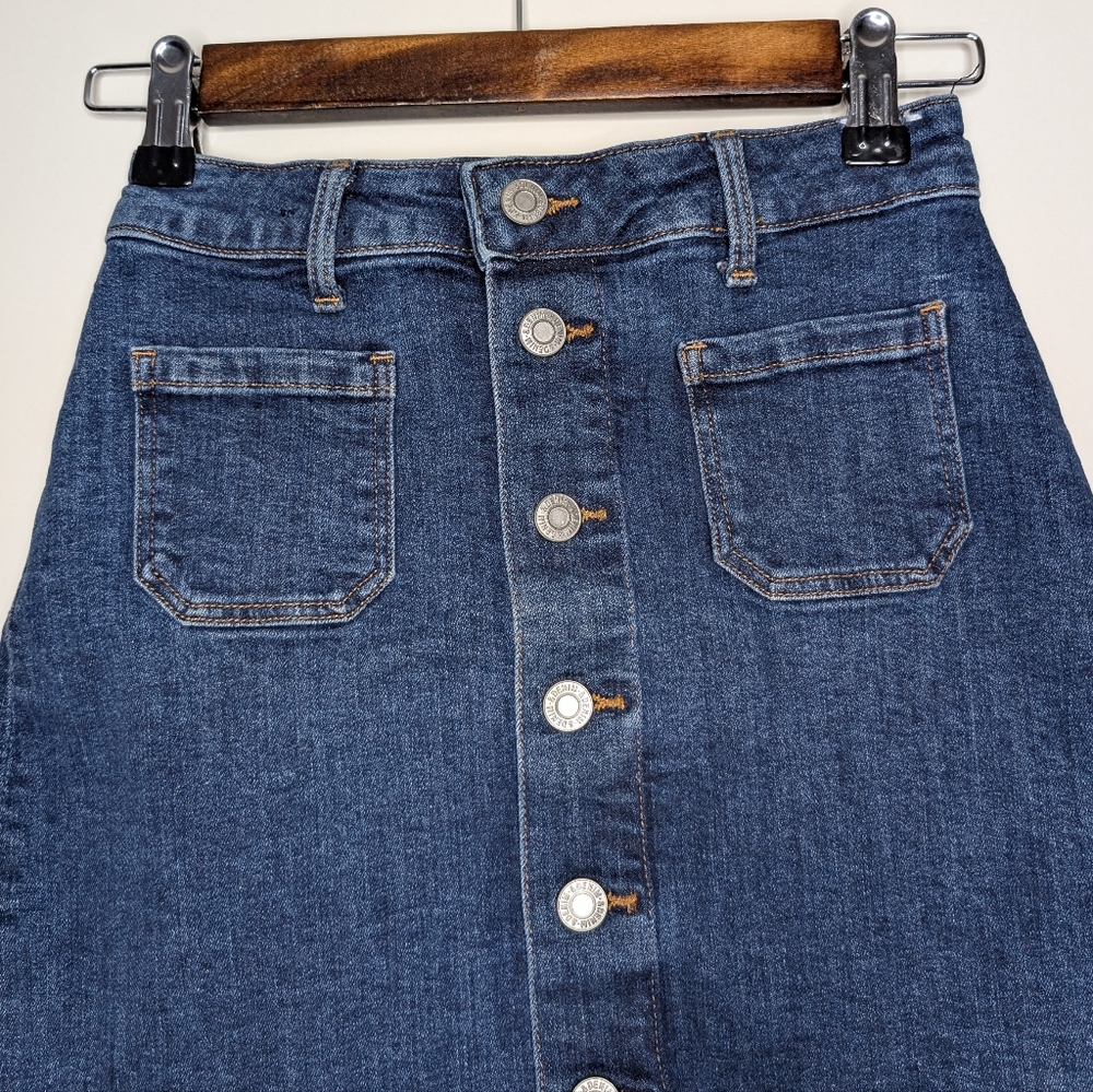 H&M Girls Kids Button Up A Line Blue Casual Mini Jean Skirt Size 10-11 Years - Picture 2 of 16